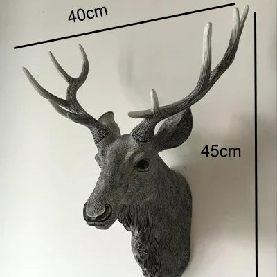 décoration murale tête cerf résine marron rustique salon maison fourrure bois texture farmhouse lodge
