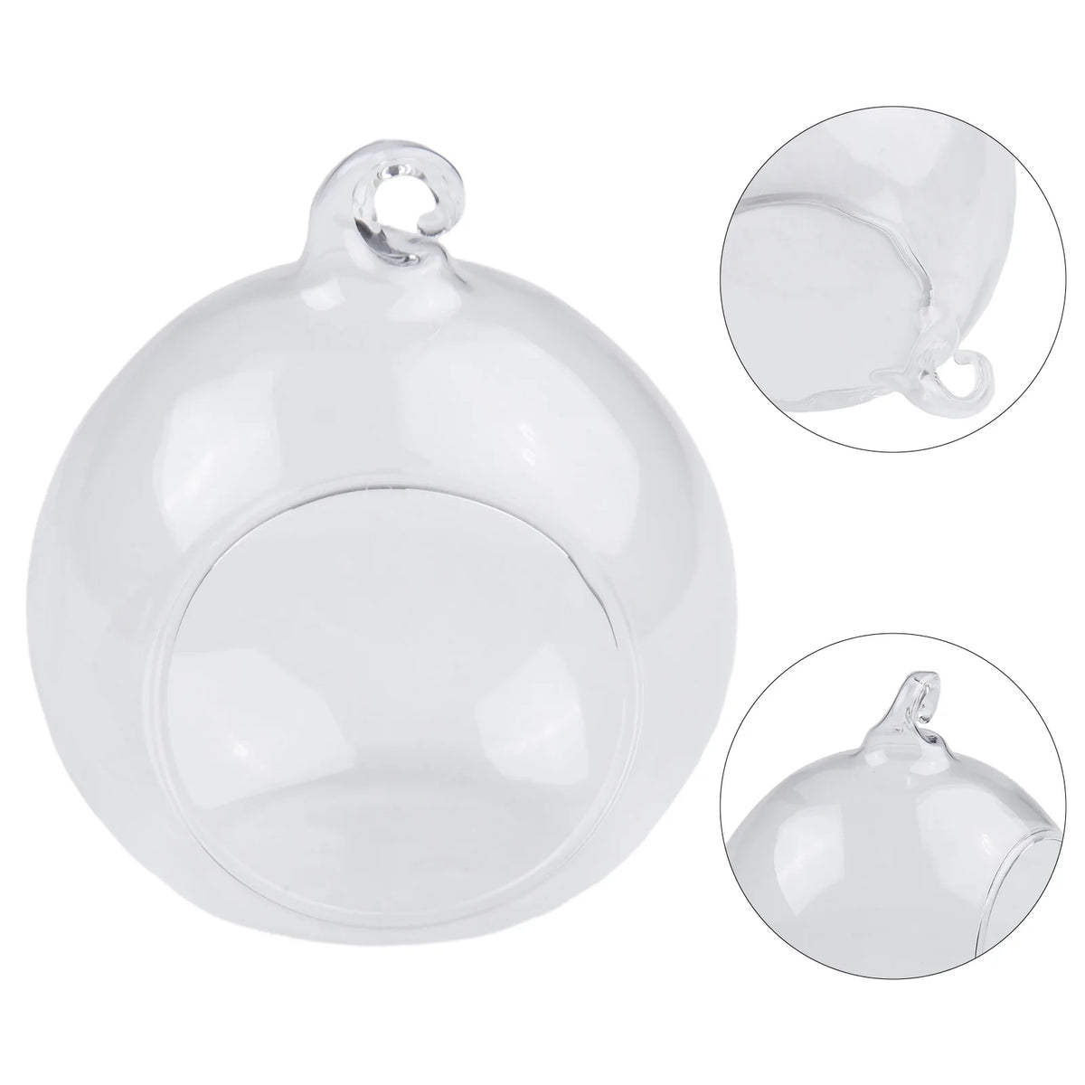 boule noël transparente classique anneau métallique décoration intérieure extérieure très transparente 10cm 12cm 8cm