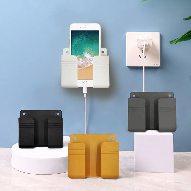 support mural rechargeable smartphones rangement télécommandes boîte adhésive moderne noir blanc