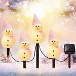 décoration noël bonhommes neige lumineux piquet glitter blanc vert jaune rose festiveextérieur jardin
