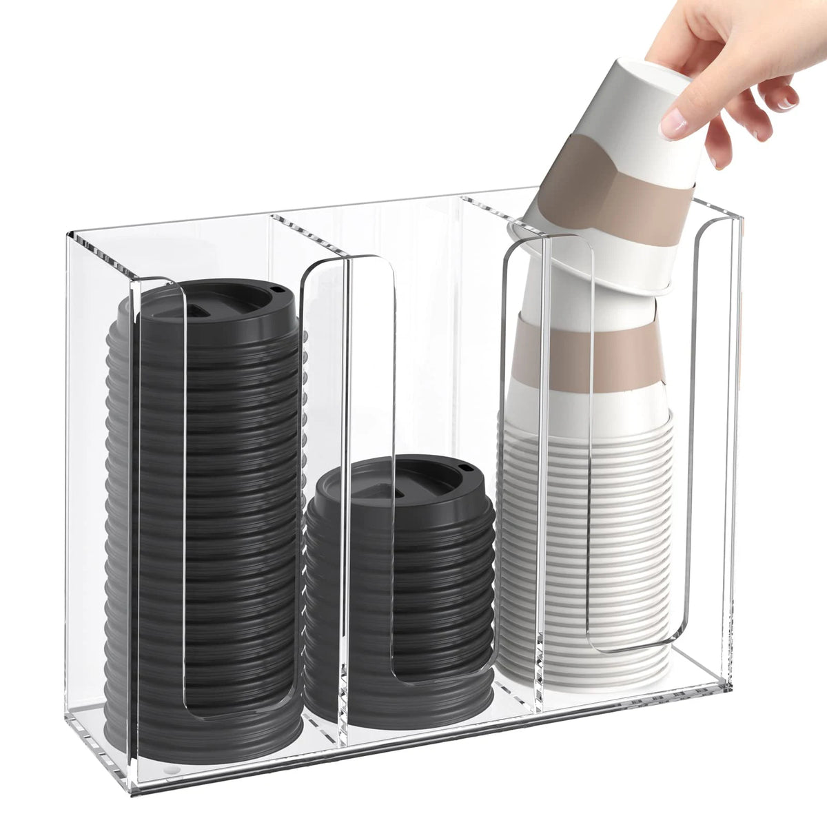 porte gobelets transparent acrylique multi usages mural rangement moderne salon pailles couvercles rangement écologique