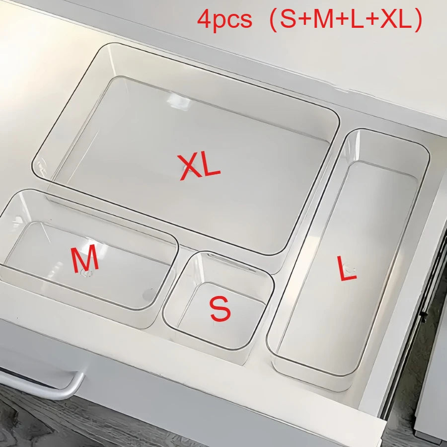 organiseur tiroir transparent moderne réutilisable plastique pet compartiments différents tailles xl