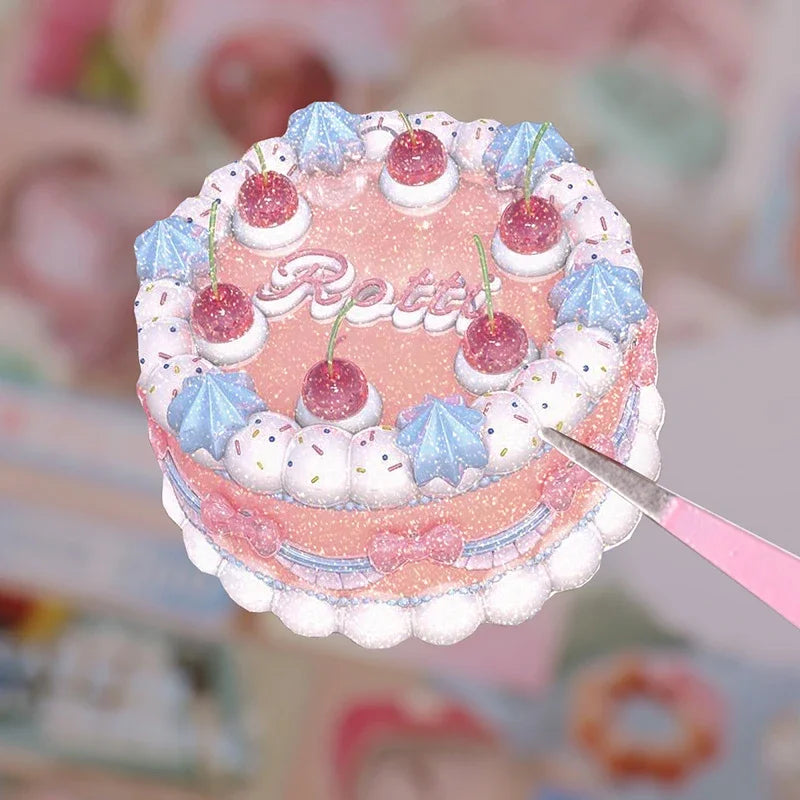 autocollants alimentaires kawaii gâteau pizza ramen fruits sac 30 pièces rose blanc vert rouge