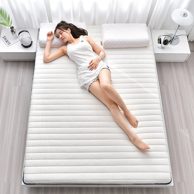 matelas mousse latex mémoire forme gris blanc rayures moderne