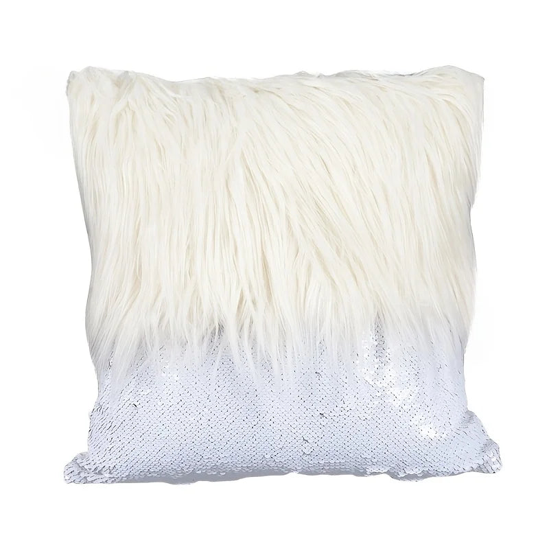housse coussin sequins blanche moderne adhésive 40x40cm lit canapé voiture