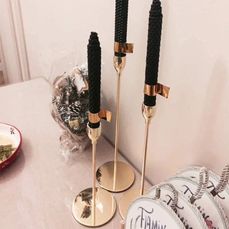 décoration moderne or support bougie mariage salle reception pièces différentes tailles minimaliste
