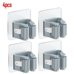 porte balai adhésif support rangement moderne outils ménagers gris clair fixations étagère murale abs