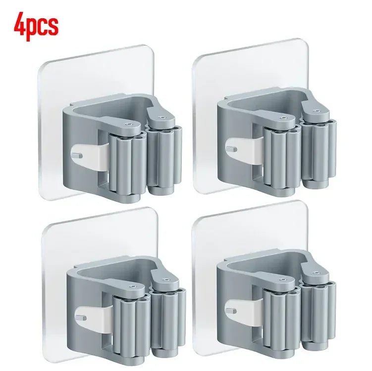 porte balai adhésif support rangement moderne outils ménagers gris clair fixations étagère murale abs
