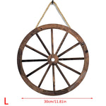 roues chariot bois vieilli décorations murales rustiques suspension cordes jute vintage champêtre