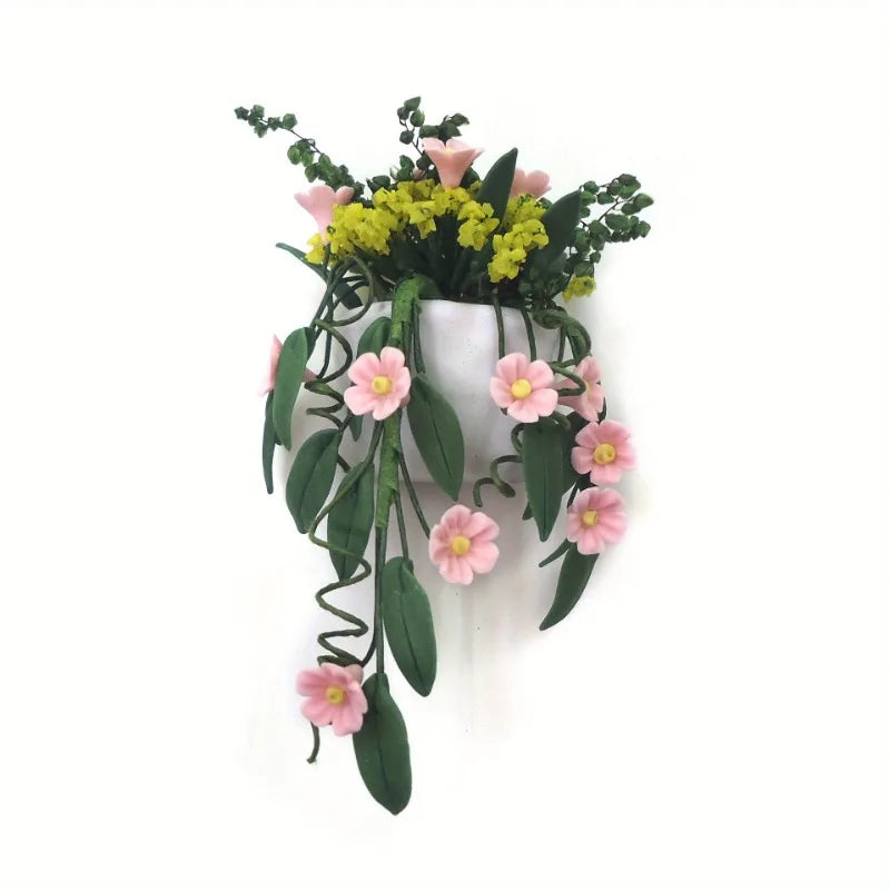 décoration murale cache pot argile blanc fleurs artificielles moderne fixations salon