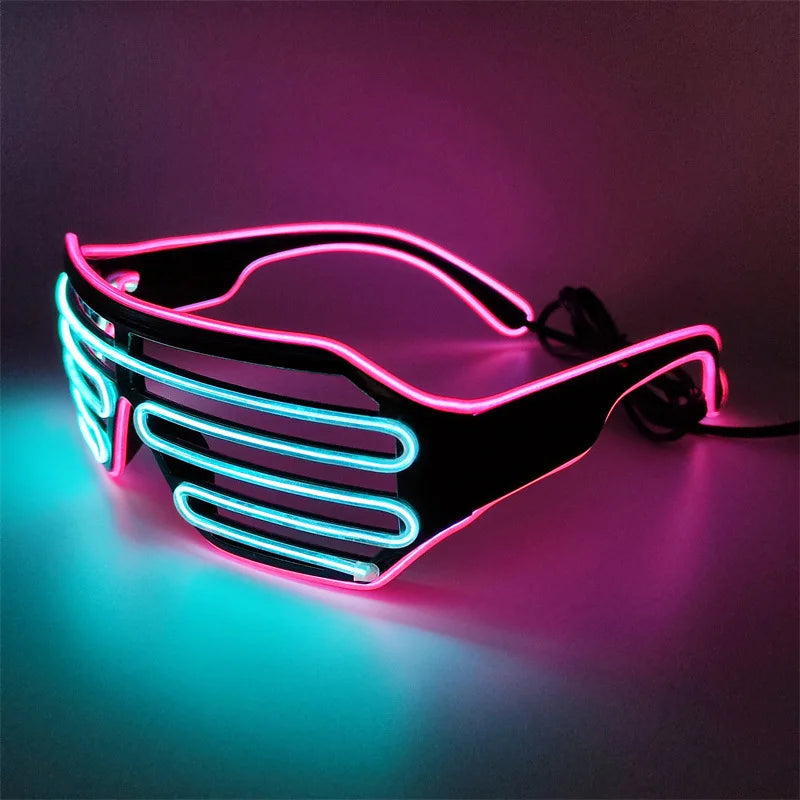 lunettes lumineuses led bleu rose lignes horizontales modernes élastiques événements halloween noël anniversaire