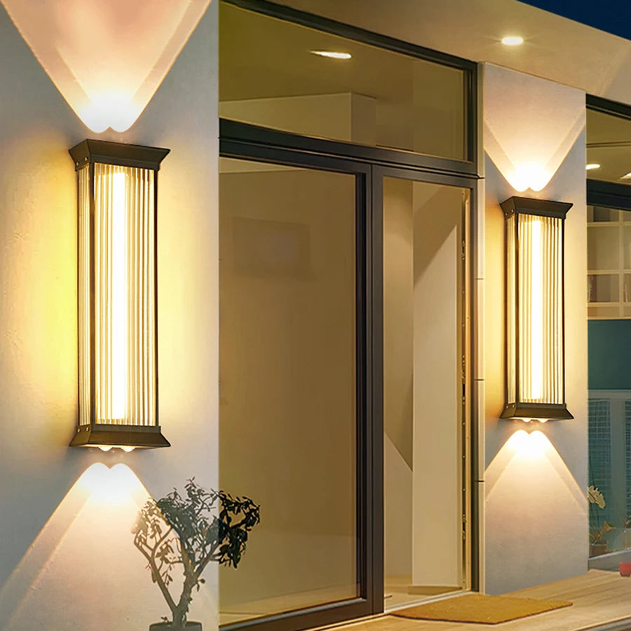 applique murale led moderne noir doré ip55 extérieure mur fixée 100cm 5lumieres