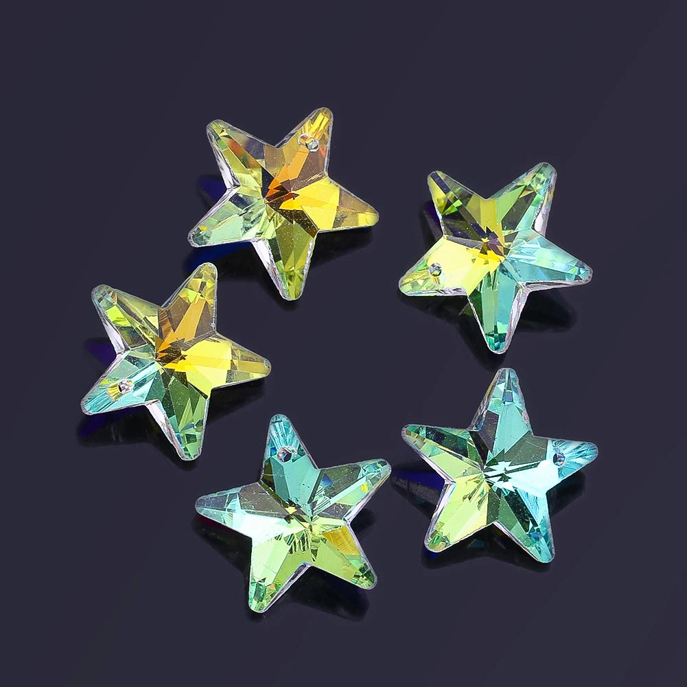 pendentif étoile transparent moderne vert bleu jaune brillant irisé