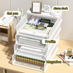 Plateau de classement bleu pour documents A4 et brochures rangement bureau