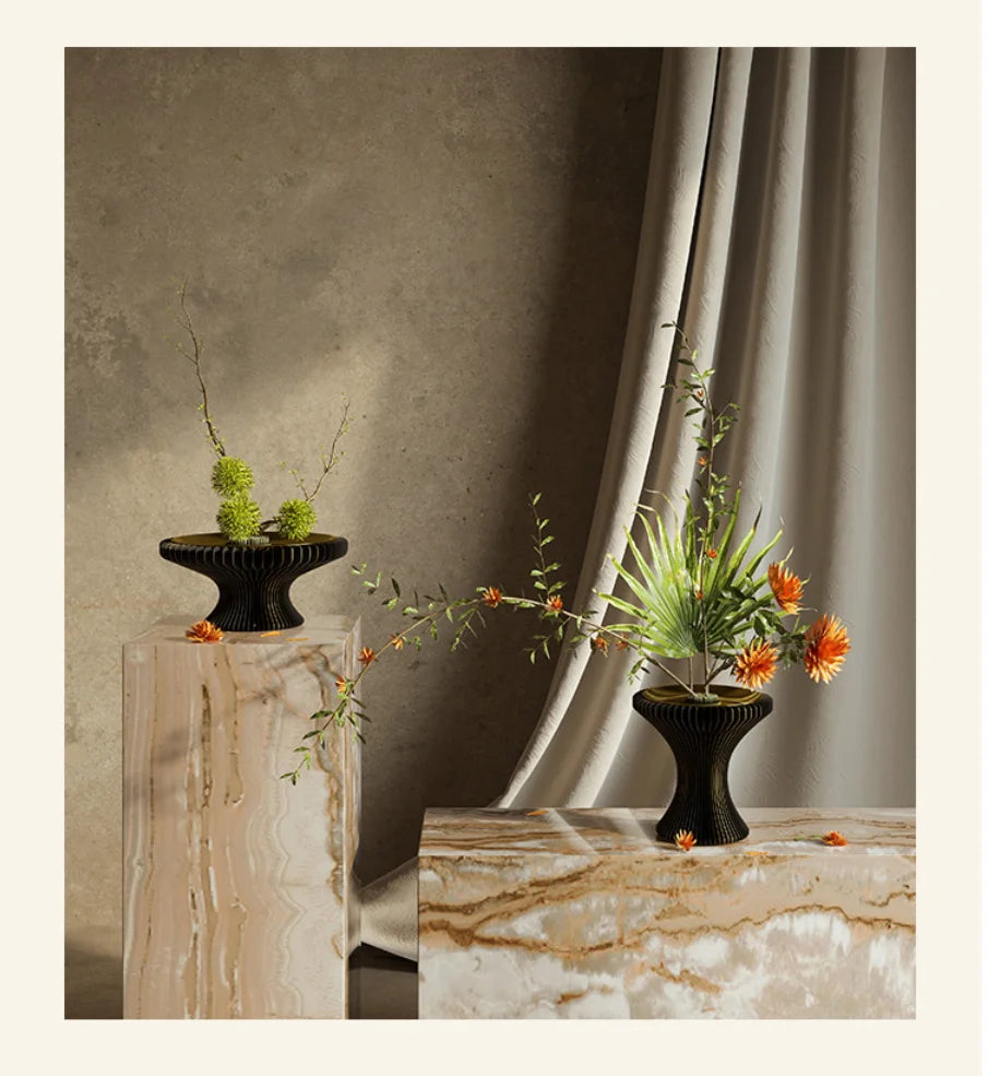 plateau pliable fibre végétale blanc vert rose marron rayures horizontales moderne multifonctionnels cosmétiques aromathérapie