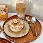assiettes plates bois marron grain naturel modernes set différentes tailles