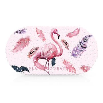 tapis bain antidérapant pvc ventouses motifs flamant rose fleurs salle bain enfant