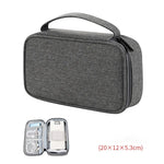 sac rangement accessoires tissu gris clair pratique ecouteurs cable usb chargeur voyage