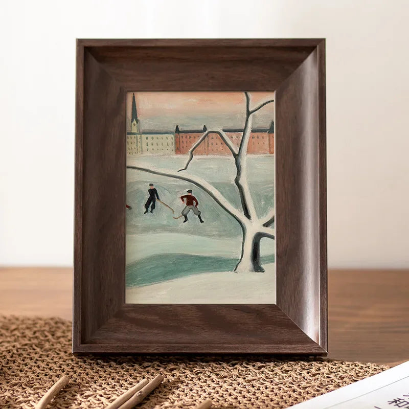 cadre photo aquarelle artiste bois naturel blanc famille décoration intérieur mariage