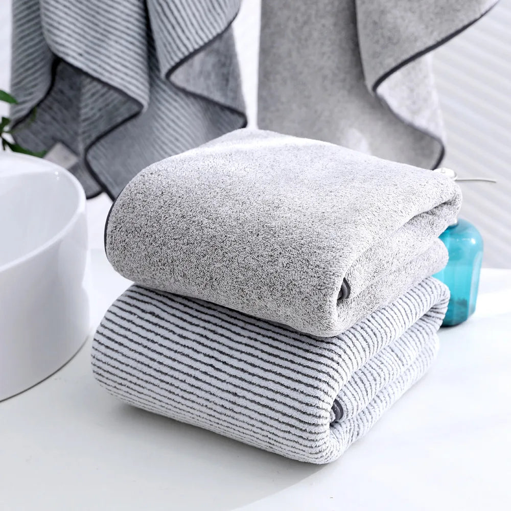 serviette bain fibre bambou gris rayures moderne douce absorbante séchage rapide lavable machine rose