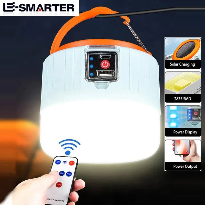 lampe solaire portable rechargeable led orange noir blanc bleu annuel métal moderne compact fishing