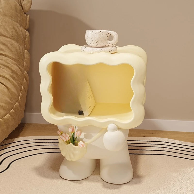 table dappoint moderne blanche compartiment ouvert vase intégré ludique sculptural