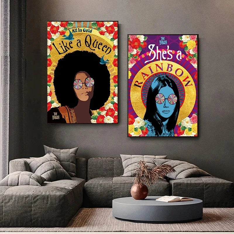 affiche vintage rock star musique nature morte toile abstraite pop art graphique 40x50 50x70