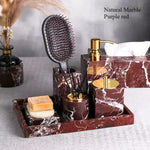 ensemble salle bain marbre rouge distributeur savon porte savon diffuseur huile essentielle moderne
