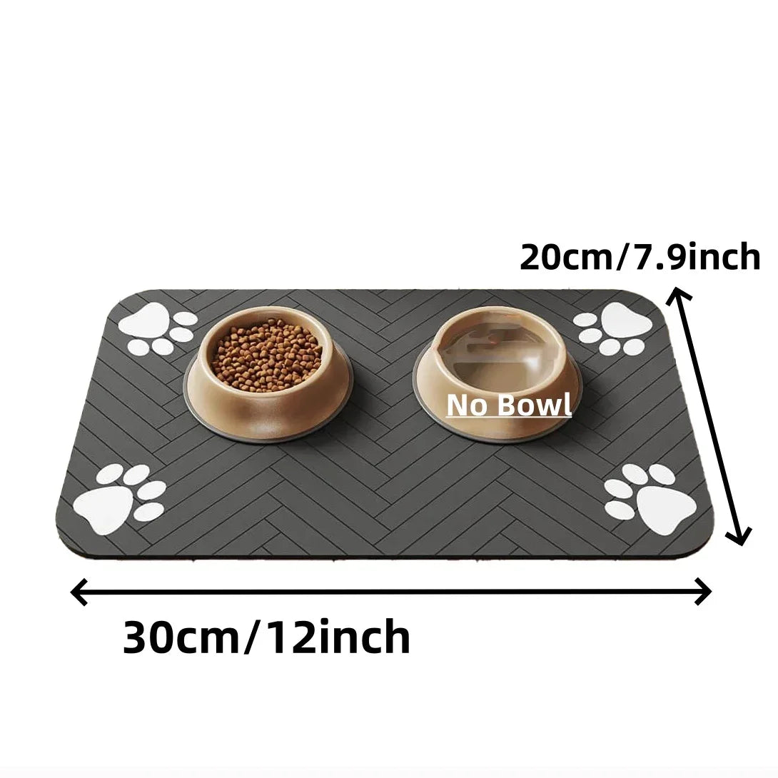 tapis absorbant animaux compagnie imperméable antidérapant gris blanc rayures empreintes pattes moderne clips