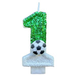 bougies anniversaire forme chiffres vert paillette ballon football clips décoratives thème sportifs numérotation enfants