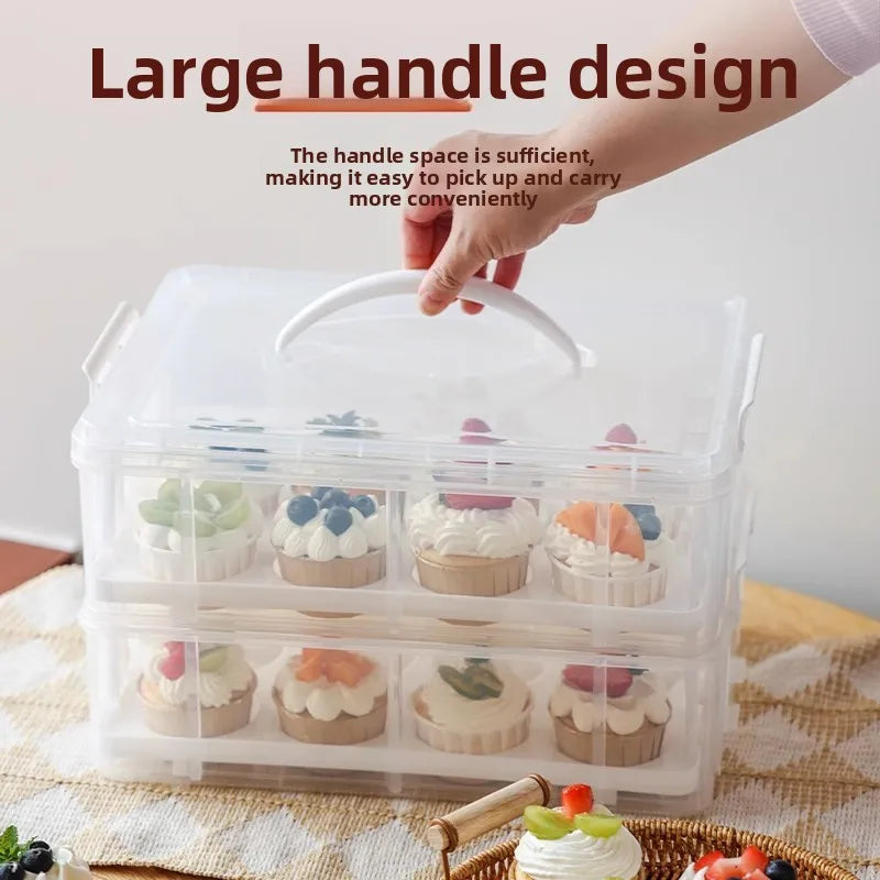 boîtes cupcakes transparentes plastique multi niveaux rotatives poignée détachable modernes