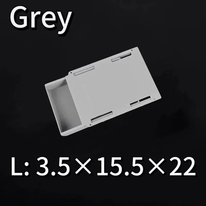 boîtes rangement tiroir plastique adhésif blanc gris moderne calculatrice crayons gommes lunettes pochettes organisateur