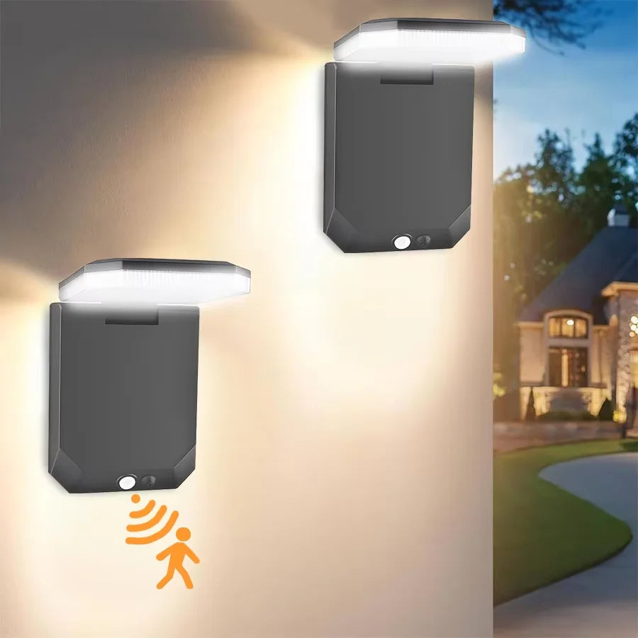 lampe solaire murale noire blanche moderne détecteur mouvement ip65 led autonomie panneau solaire contemporaine