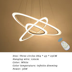 suspension lumineuse moderne trois cercles blanc doré vert foncé télécommande inclusion chambre salon
