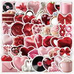 sticker adhésif romantique valentin coeurs fleurs gâteau bougies lettres bijoux rouge rose blanc