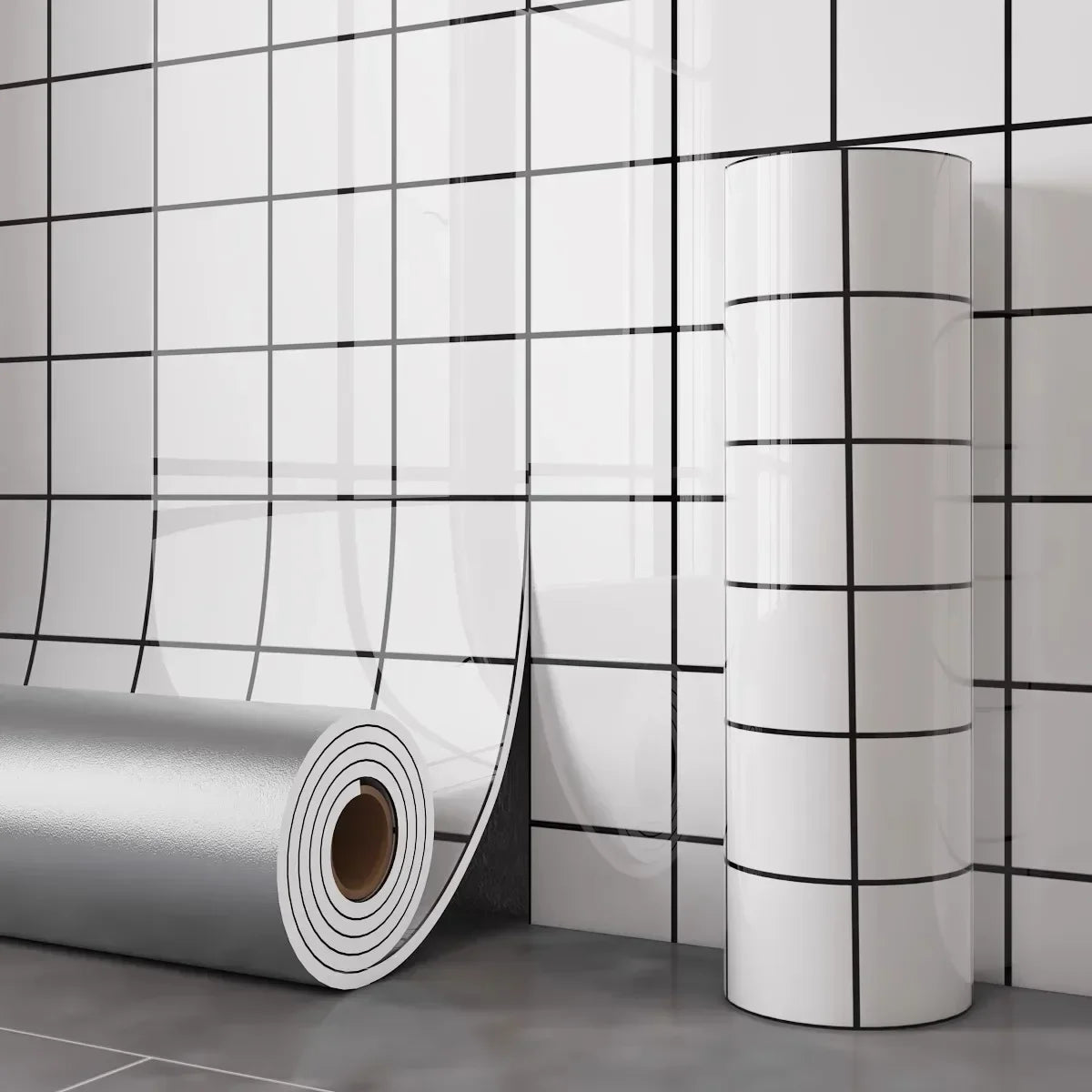 papier peint adhésif vinyle marbré gris blanc effet 3d mur cuisine salle bain