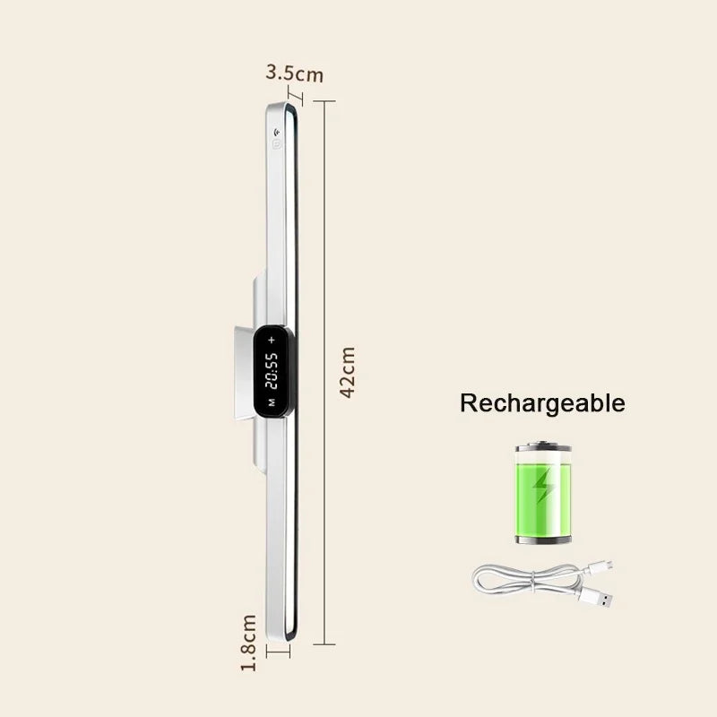 lampe led rechargeable moderne blanc affichage heure télécommande protection yeux minimaliste