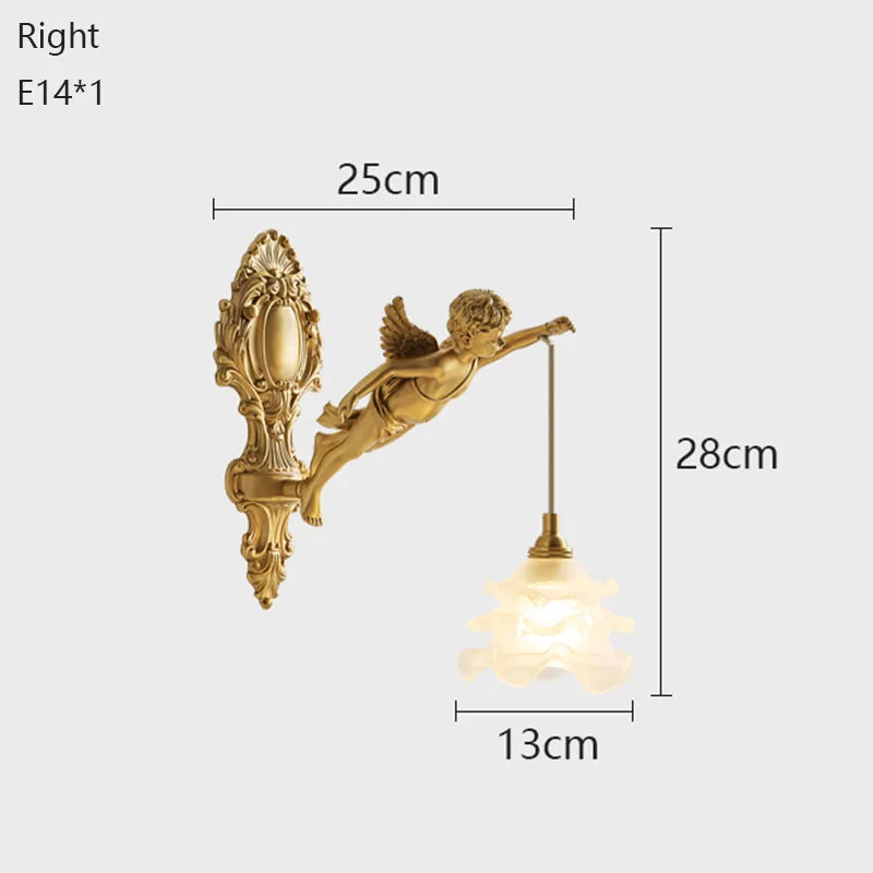 applique murale classique ange cristal doré éclairage led cuisine salle manger fixée mur