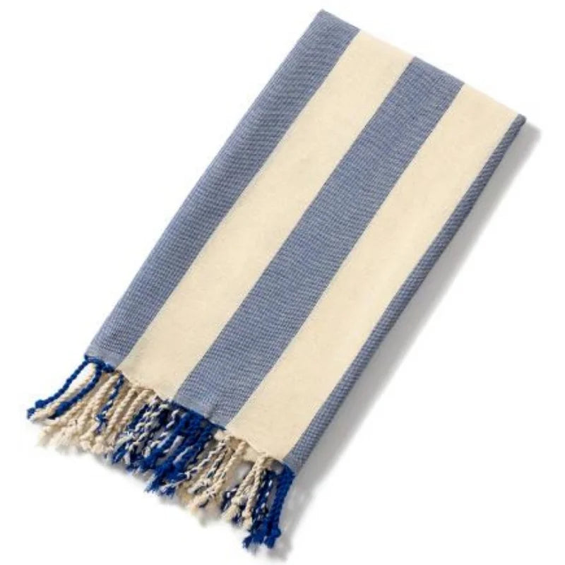 serviette plage coton violet blanc rayures absorption rapide lavable machine moderne large chapeau lunettes