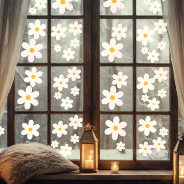 stickers fleurs marguerites rose blanc jaune adhésifs décoration murale imperméable floral mignon 72 pièces