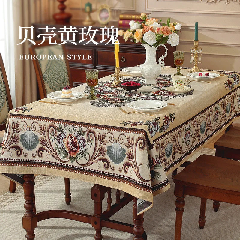 nappe table rectangle polyester fleur printemps été automne hiver traditionnelle européenne beige rouge verte