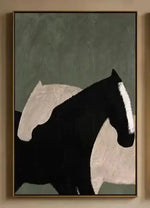 tableau abstrait cheval noir moderne minimaliste toile sans cadre vertical