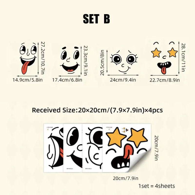 sticker autocollant visage dessin animé exprimatif poubelle toilette décoratif enfantin humoristique pièces