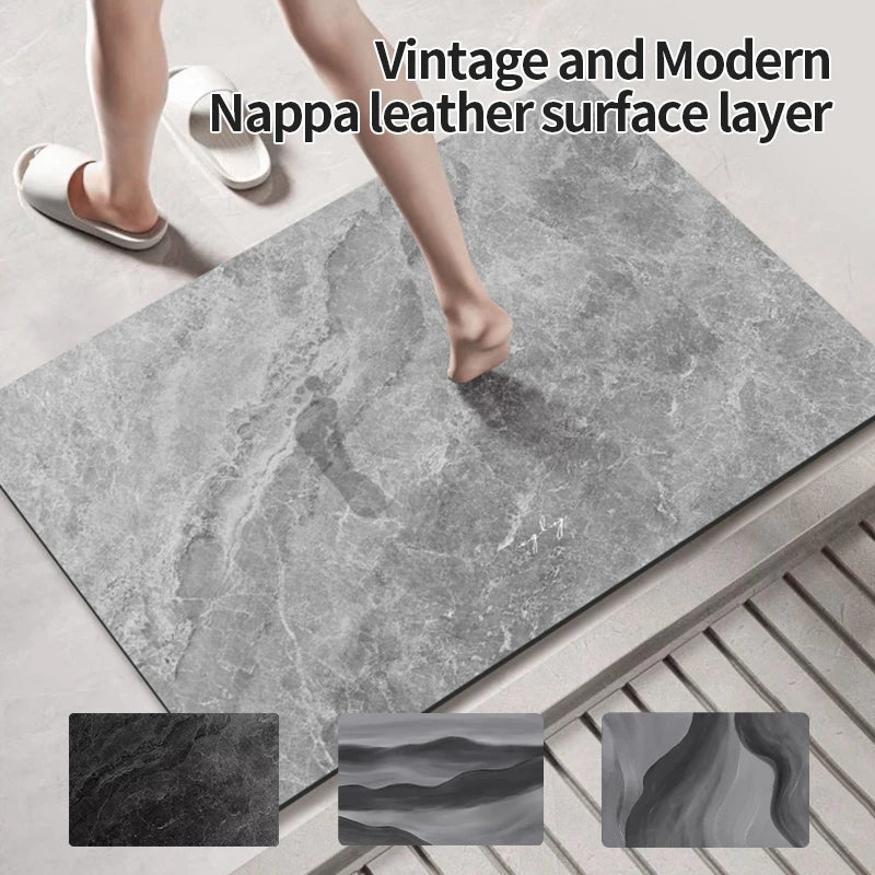 tapis absorbant rapide diatomite antidérapant moderne salle bain entrée cuisine noir gris doré