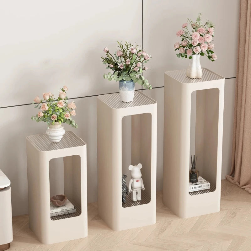 support vases moderne multi niveaux beige noir texture marbrée intérieur moderne