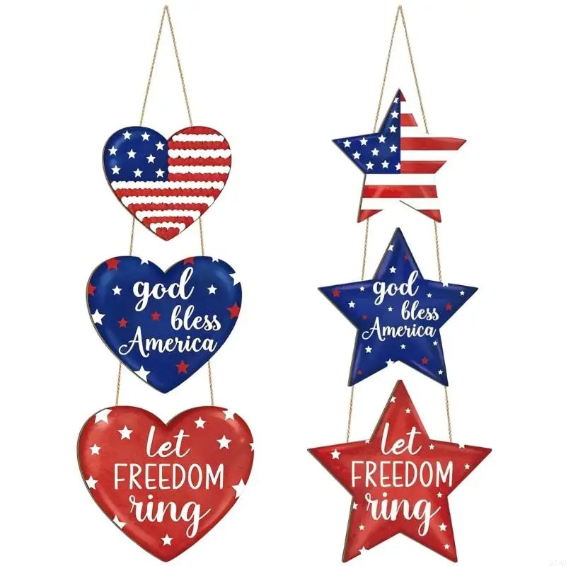 décoration murale étoiles rouge blanche bleue texte patriotique cordelette god bless america let freedom