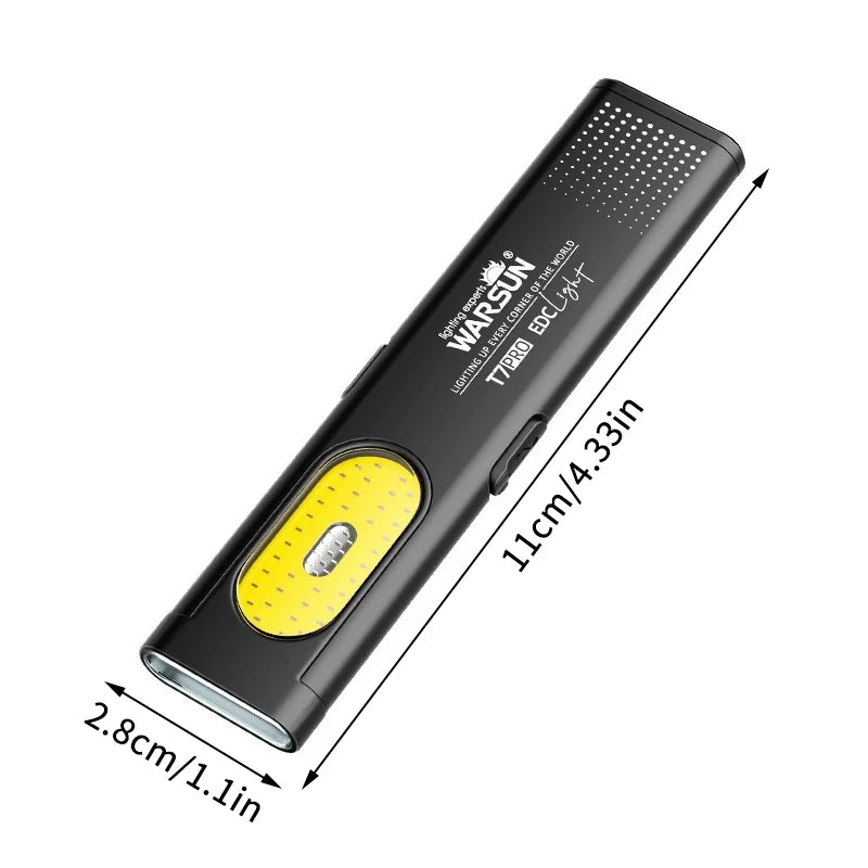 lampe led compacte rechargeable usb portee 600lm noir jaune aimant clip moderne
