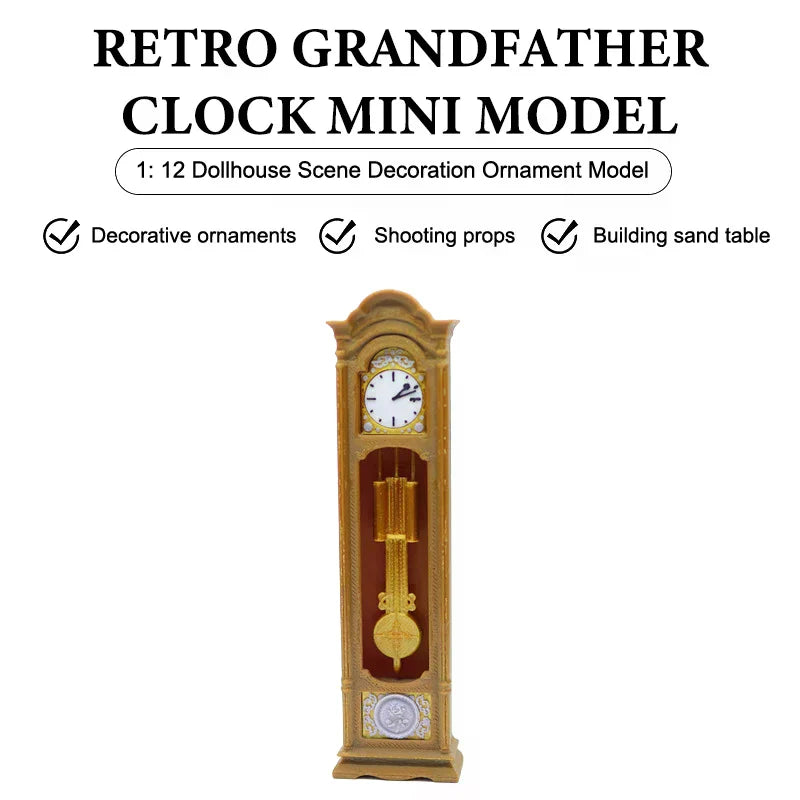horloge ancienne miniature or blanc texture bois détails dorés rétro classique aiguilles pendule