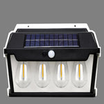 lampes solaires murales extérieures détecteur mouvement ip65 rustique industriel led ambrée
