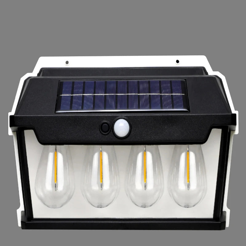 lampes solaires murales extérieures détecteur mouvement ip65 rustique industriel led ambrée
